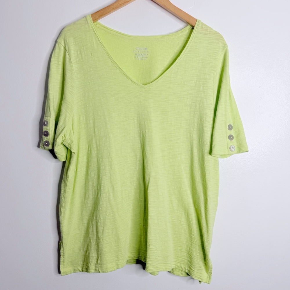 Chico’s Ultimate Tee V-Neck Short Sleeves Green XL Chico 3 Casual Stretch Travel